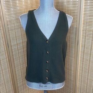 LOFT Womens olive green  Sleeveless Knit Sweater Tank Top Size Large